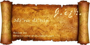 Jóna Áhim névjegykártya